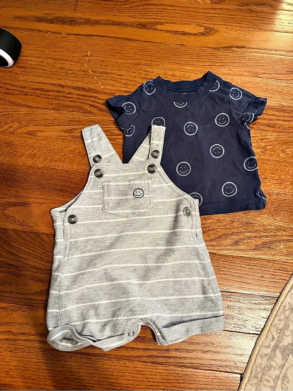 Carter's 2-Piece Striped Overalls and Smiley Tee Set Baby 3M
